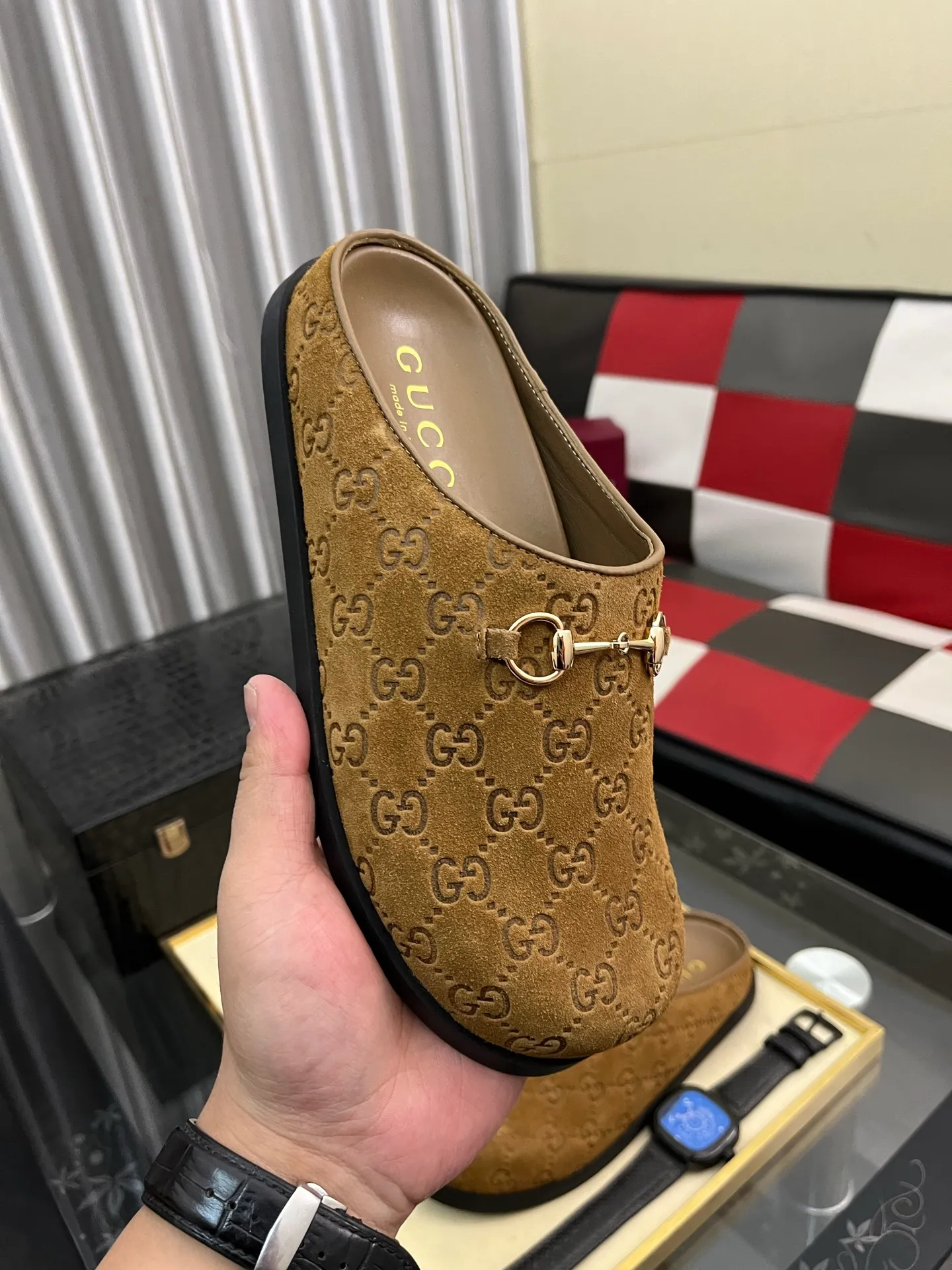 Ex-factory price: 420⌚️⌚️[Gucci] 2025 new season half-slip men's shoes, made of Italian imported first-layer frosted cowhide➕sheepskin lining, original hardware buckle, original combination wear-resistant outsole, real shot 🎬 Very comfortable on the feet, size 38-44